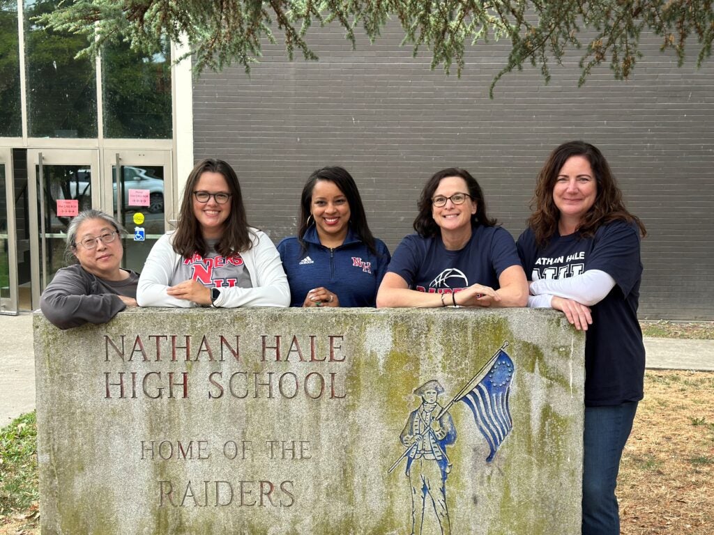 2022-2023 Counseling Department Staff. From Left to Right: Lori Takahashi, Counseling Secretary, Kelly Creech, Counselor, Kristie Thompson, Counselor, Kristen Patterson, Counselor, Lori Miller, Registrar